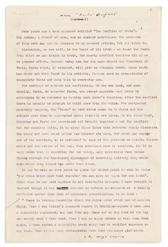 (SCIENTISTS.) HAMILTON, GEORGE HALL. Mars at Its Nearest. Inscribed and Signed, in the third person: To Dr. Washburn / with the compli